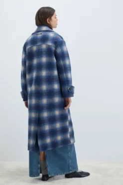 Cappotto Doppiopetto In Lana Check