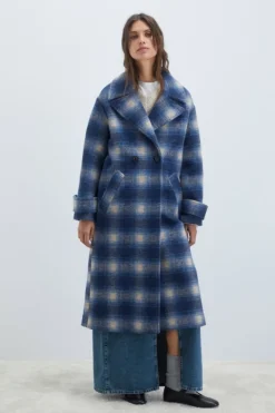 Cappotto Doppiopetto In Lana Check