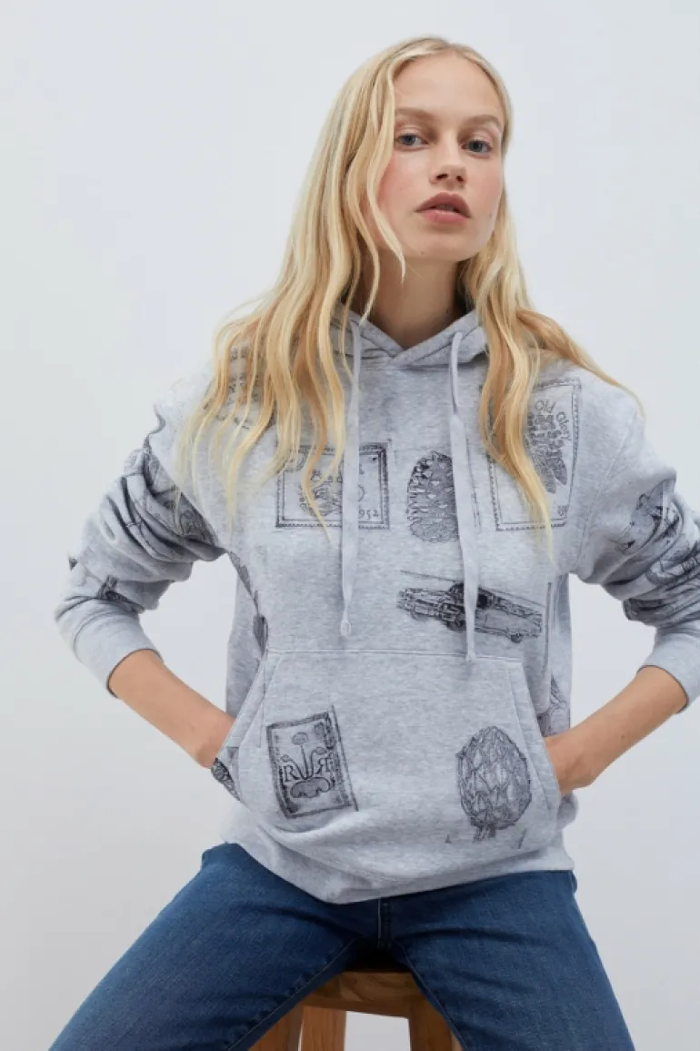 Felpa Roy Roger's Block Print Con Cappuccio