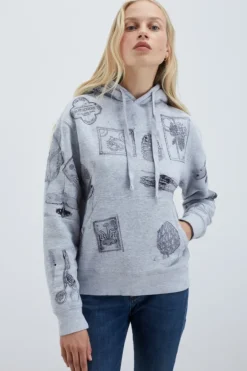 Felpa Roy Roger's Block Print Con Cappuccio