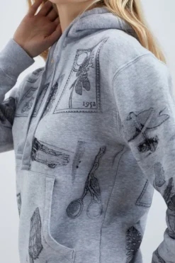 Felpa Roy Roger's Block Print Con Cappuccio