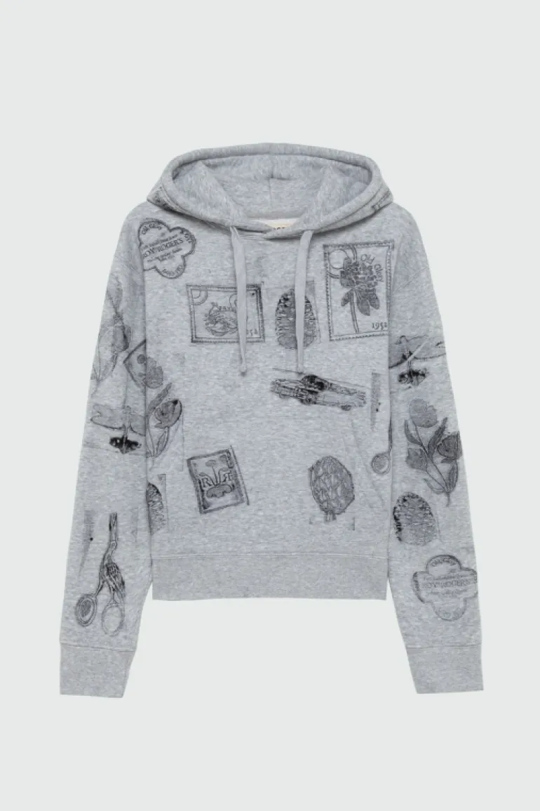 Felpa Roy Roger's Block Print Con Cappuccio