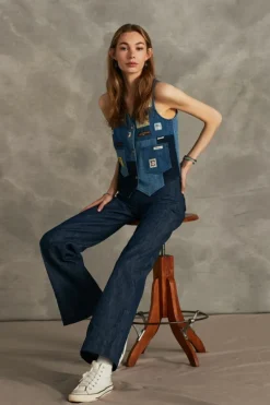Gilet Patchwork 70th Denim Rinse