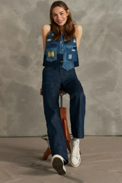 Gilet Patchwork 70th Denim Rinse