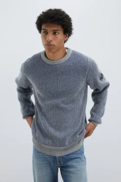 Maglia Girocollo In Lana E Cashmere Bicolor