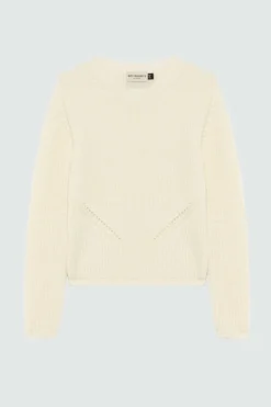 Maglia Girocollo In Lana A Coste