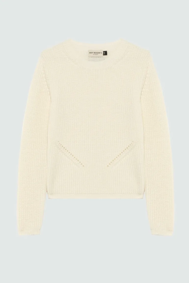 Maglia Girocollo In Lana A Coste