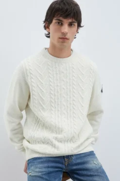 Maglia Girocollo In Lana E Cashmere Fisherman