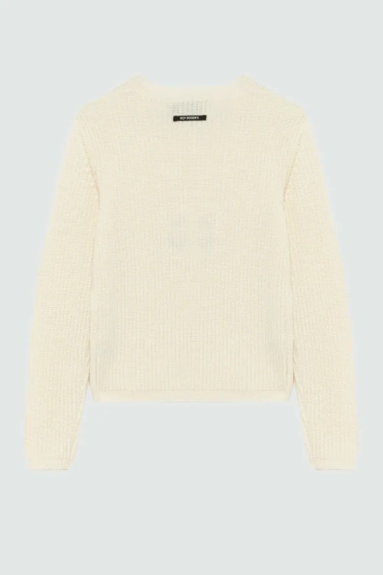 Maglia Girocollo In Lana A Coste