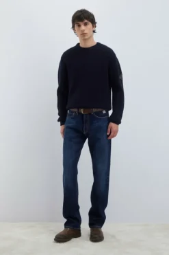 Maglia Girocollo In Lana Punto Inglese