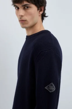 Maglia Girocollo In Lana Punto Inglese