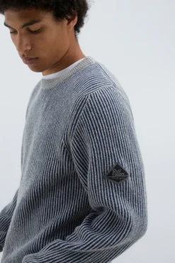 Maglia Girocollo In Lana E Cashmere Bicolor