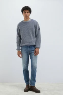 Maglia Girocollo In Lana E Cashmere Bicolor