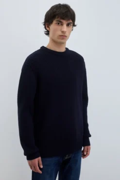 Maglia Girocollo In Lana Punto Inglese