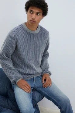 Maglia Girocollo In Lana E Cashmere Bicolor