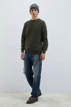 Maglia Girocollo Punto Stuoia In Lana E Cashmere