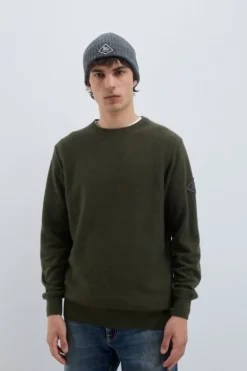 Maglia Girocollo Punto Stuoia In Lana E Cashmere