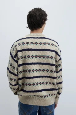 Maglia Girocollo Vintage In Lana Shetland