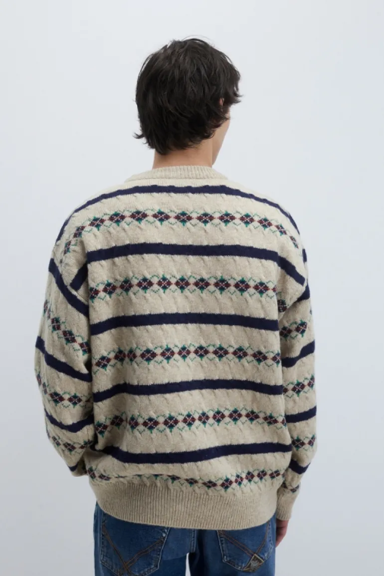 Maglia Girocollo Vintage In Lana Shetland