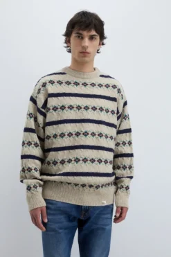 Maglia Girocollo Vintage In Lana Shetland