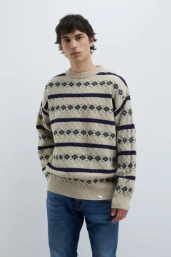 Maglia Girocollo Vintage In Lana Shetland