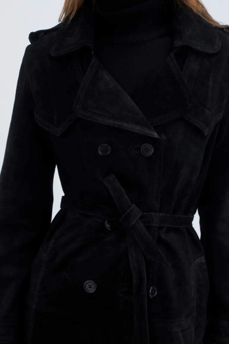 Trench In Suede Washed