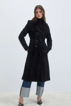 Trench In Suede Washed