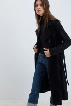 Trench In Suede Washed